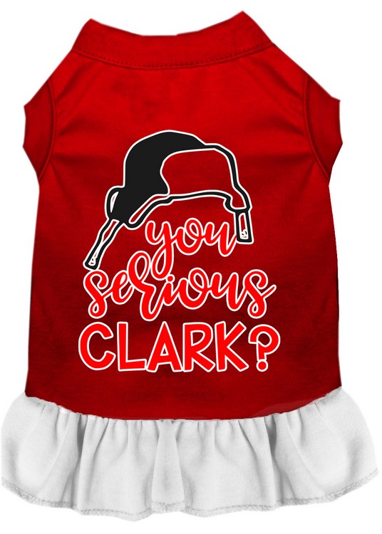 You Serious Clark? Screen Print Dog Dress Red with White Lg